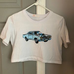 Cropped white tee